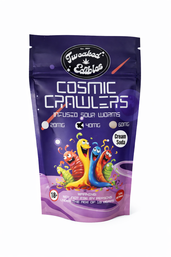 COSMIC CRAWLERS CBD INFUSED SOUR WORMS – CREAM SODA