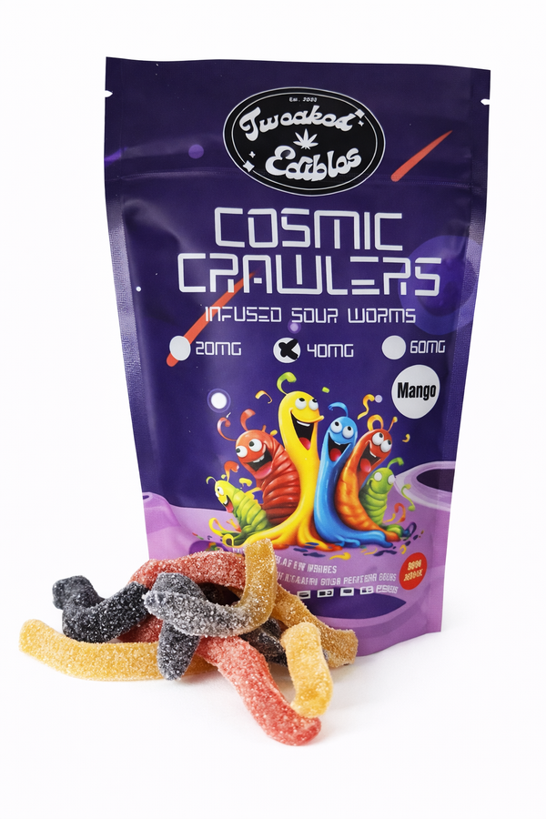 COSMIC CRAWLERS CBD INFUSED SOUR WORMS – MANGO view 2