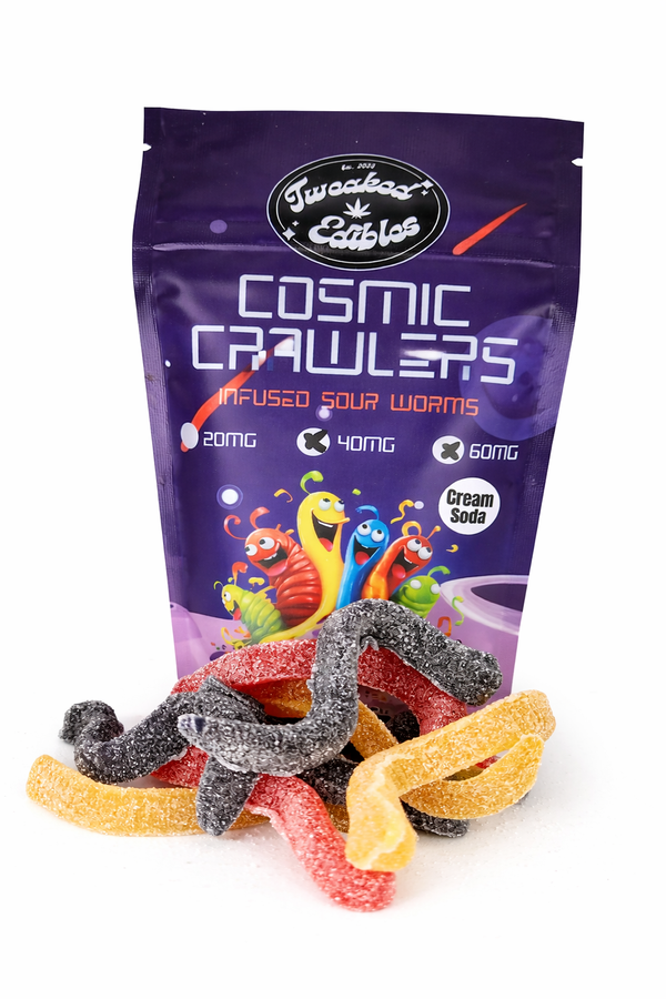 COSMIC CRAWLERS CBD INFUSED SOUR WORMS – CREAM SODA view 2